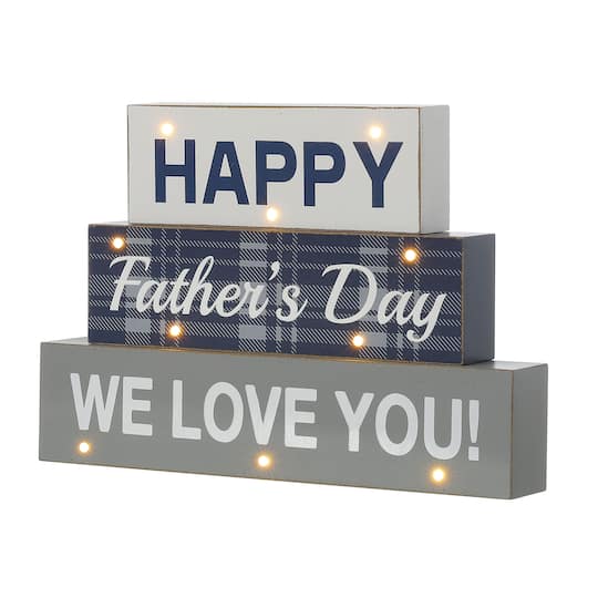 Glitzhome&#xAE; 12&#x22; Lighted Happy Father&#x27;s Day Block Sign